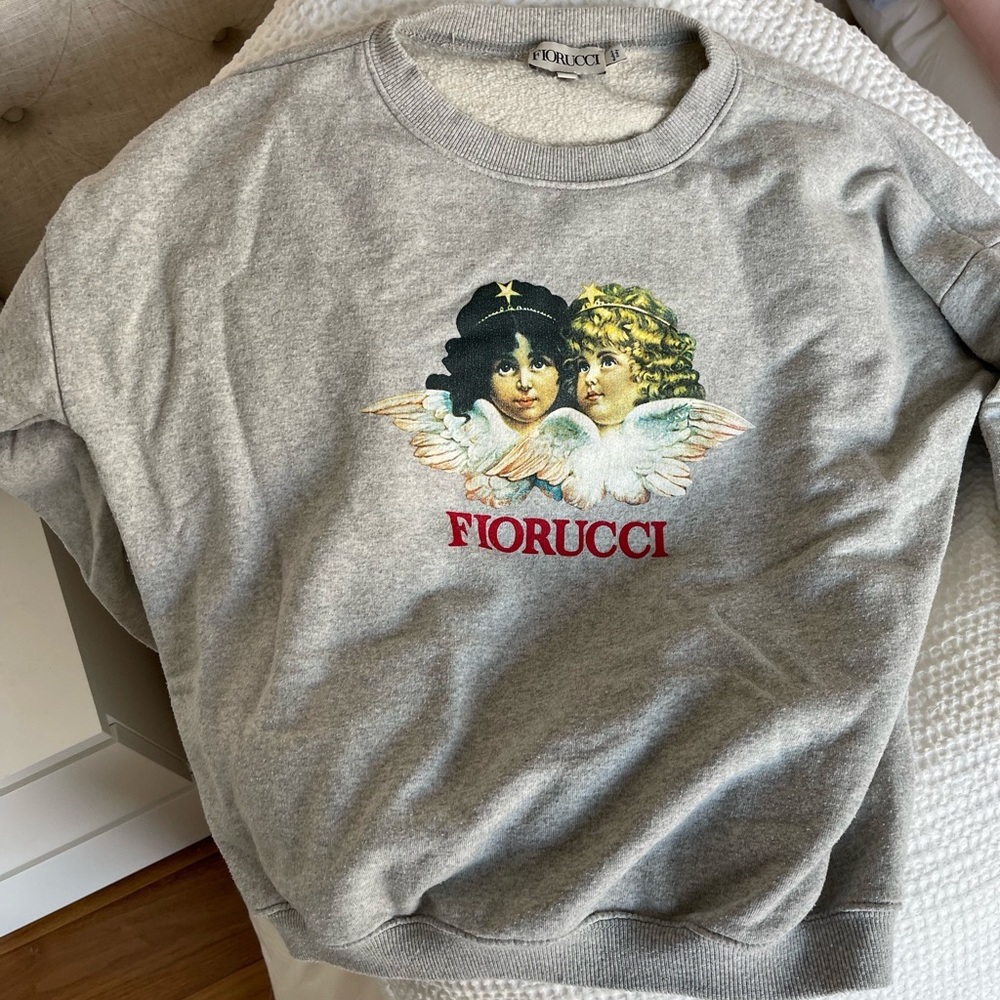 Fiorucci Gray Sweatshirt with Angel Graphic